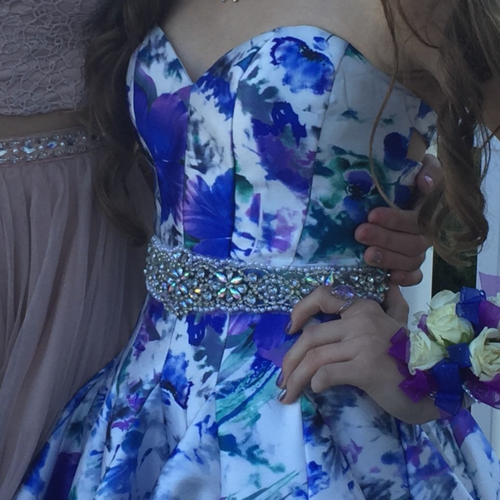Splash Floral Homecoming Dress